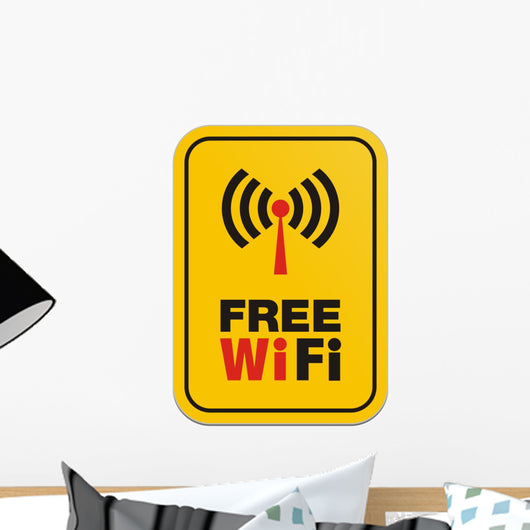 Free Wi-fi Yellow Sign Wall Decal