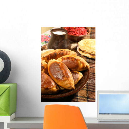 pie (Pierogi, pirogi) and pancake, russian tradition food Wall Mural