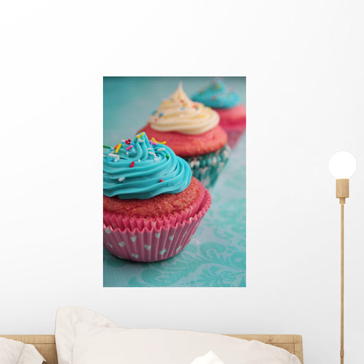 Pink and Blue Cupcake Wall Mural