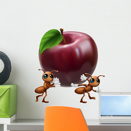 Ants Carrying a Big Apple Wall Mural