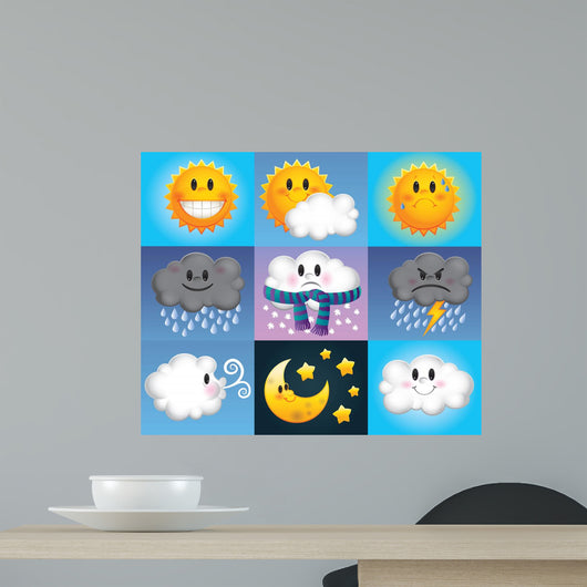 Cute Weather Symbols Wall Mural