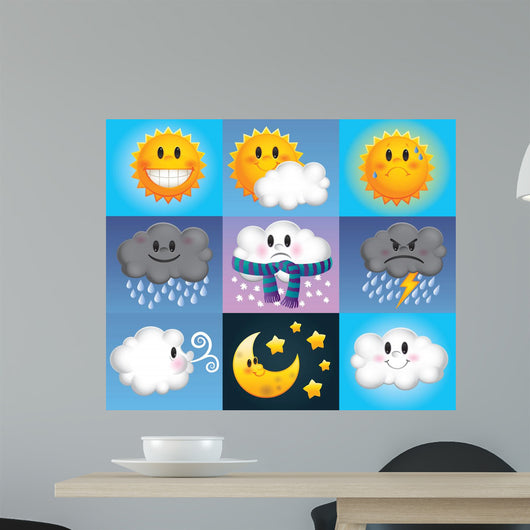 Cute Weather Symbols Wall Mural