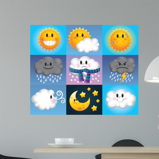 Cute Weather Symbols Wall Mural