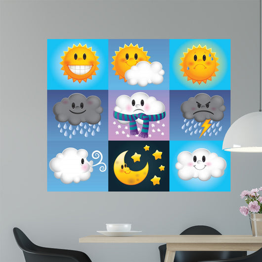 Cute Weather Symbols Wall Mural