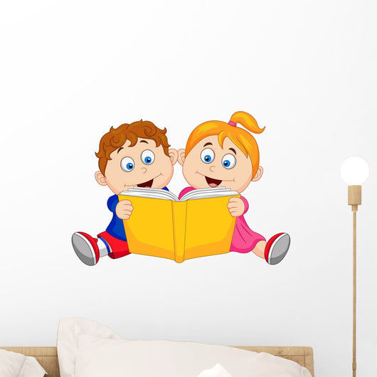 Children reading a book Wall Decal