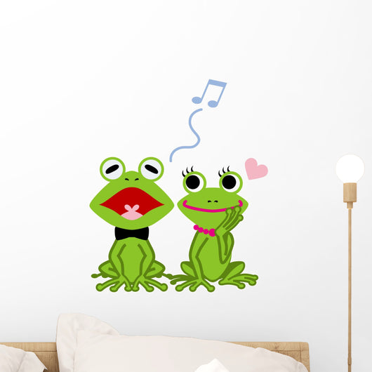 Frog Couple White Back Wall Mural