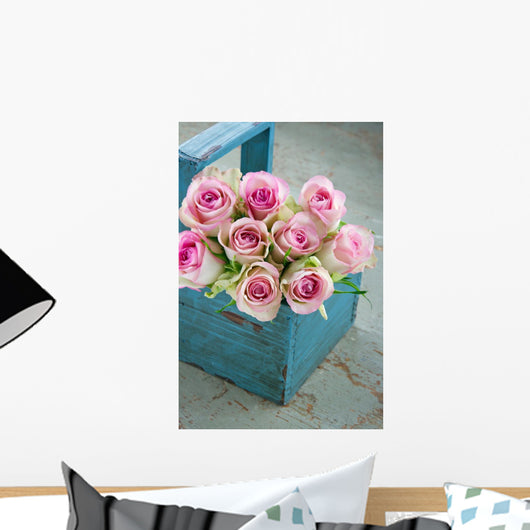 Roses Old Blue Wooden