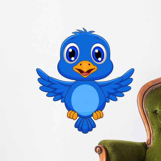 Cute blue bird cartoon Wall Decal