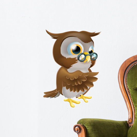 Pointing Cute Owl Wall Decal