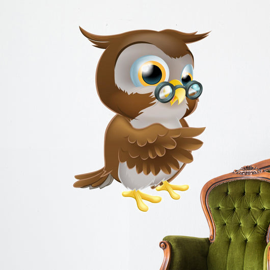 Pointing Cute Owl Wall Decal