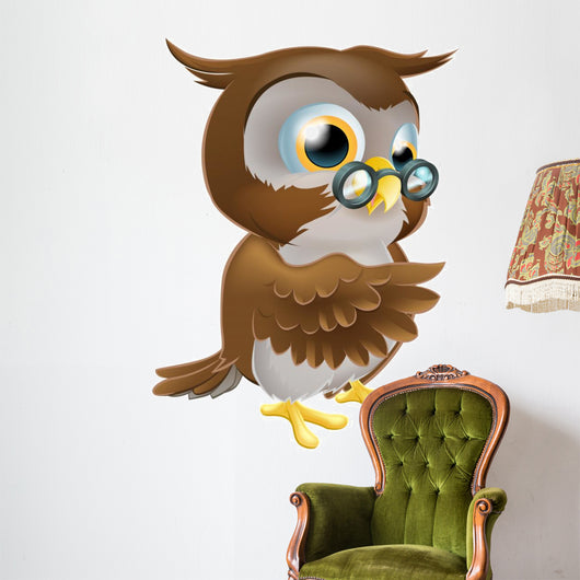 Pointing Cute Owl Wall Decal