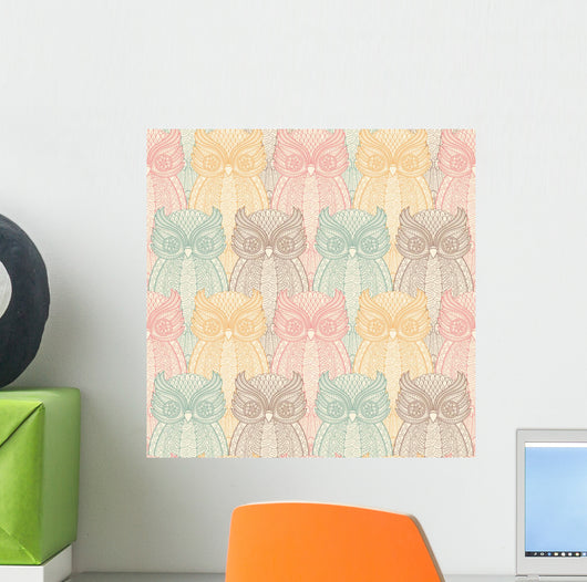 Seamless Pastel Owls Wall Decal