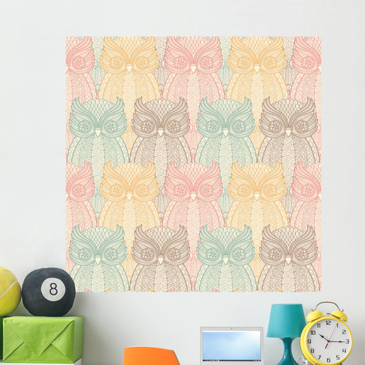 Seamless Pastel Owls Wall Decal