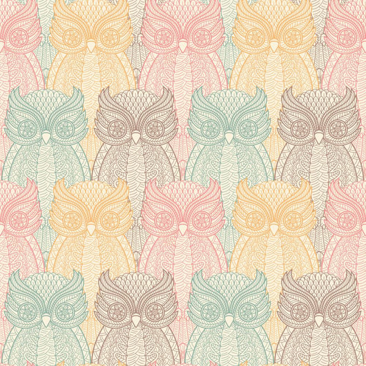 Seamless Pastel Owls Wall Decal