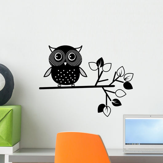 Cute Owl Black and Wall Mural