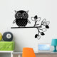 Cute Owl Black and Wall Mural