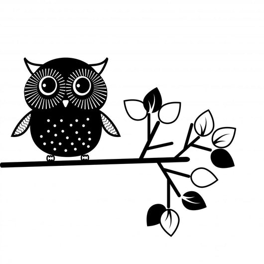 Cute Owl Black and Wall Mural
