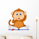 Cute monkey cartoon reading book Wall Decal
