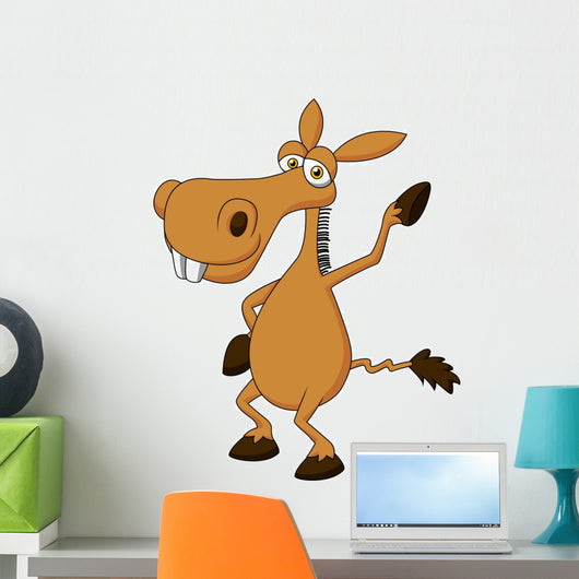 Cute donkey cartoon waving Wall Decal