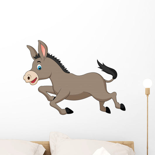 Cute donkey cartoon running Wall Decal