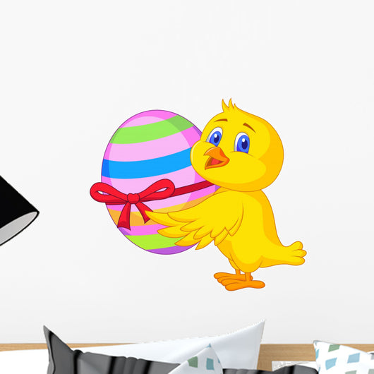 Cute Chicken Cartoon with Easter Egg Wall Mural