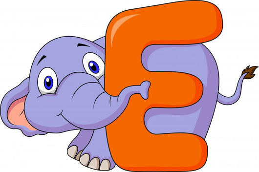 Alphabet E with elephant cartoon Wall Decal