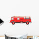Retro fire truck on a white background. Wall Decal