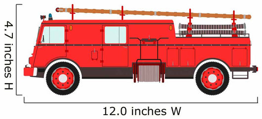 Retro fire truck on a white background. Wall Decal
