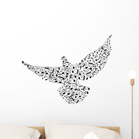 Bird with smaller musical notes Wall Decal