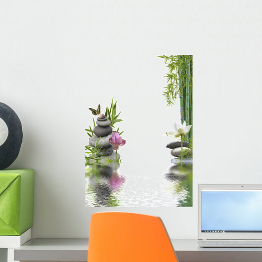 Zen Bamboo Lotus Wall Decal