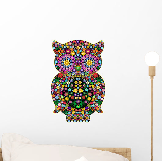 Owl Flowers Ornamental Design-owl-Ornamental Flowers Vector Wall Decal