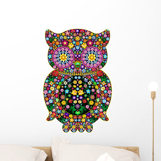 Owl Flowers Ornamental Design-owl-Ornamental Flowers Vector Wall Decal