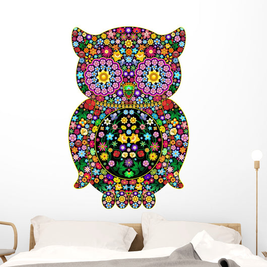 Owl Flowers Ornamental Design-owl-Ornamental Flowers Vector Wall Decal