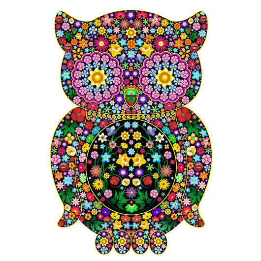 Owl Flowers Ornamental Design-owl-Ornamental Flowers Vector Wall Decal