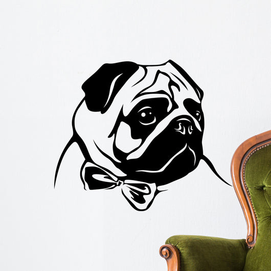 Mops mit Schleife Wall Decal