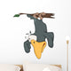 Raven hanging up feet on a branch Wall Decal