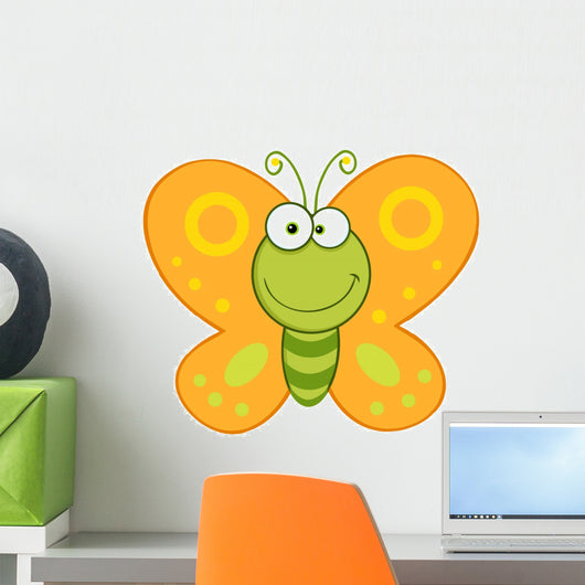 Smiling Butterfly Cartoon Mascot