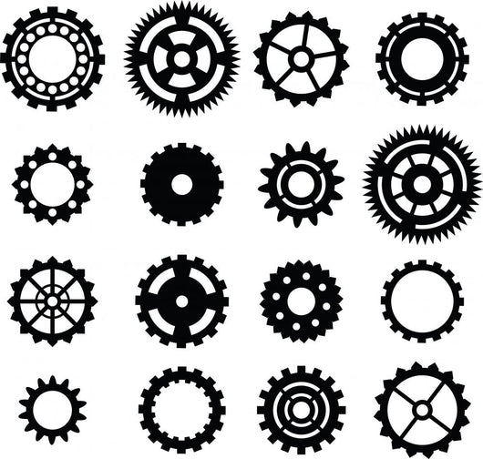 Set Black Cogwheel