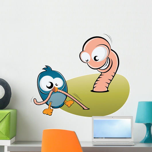 bird and worm Wall Decal