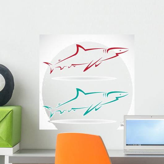 Vector Illustration of Shark Banner Wall Decal