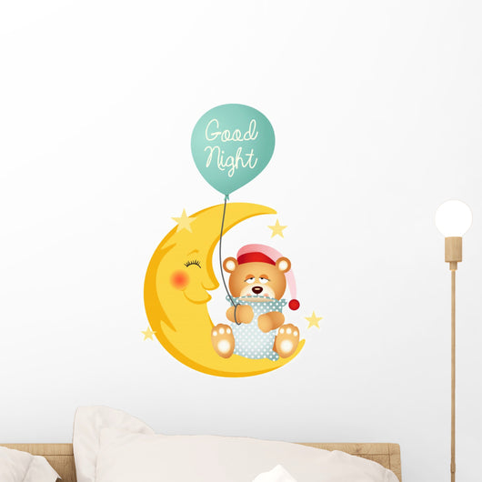 Good Night Teddy Bear Wall Mural