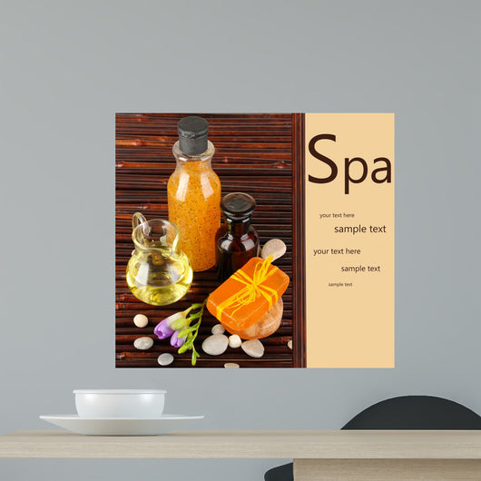 Beautiful Spa Setting on Bamboo Mat Wall Mural