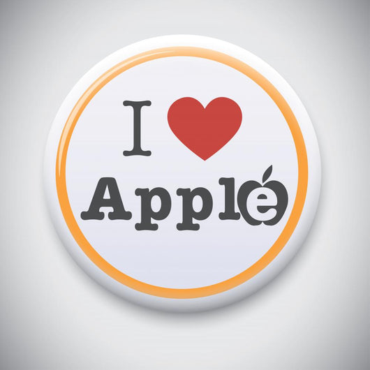 I Love Apple -Vector button badge Wall Decal