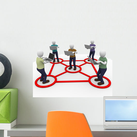 laptop men net Wall Decal