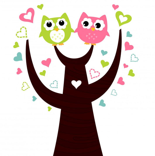 Two Cute Owls Sitting Wall Mural