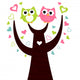 Two Cute Owls Sitting Wall Mural