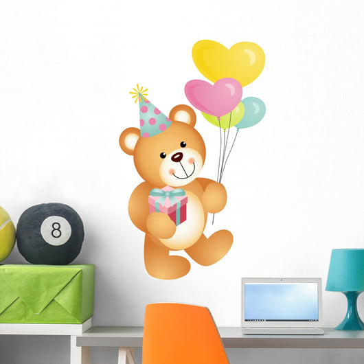 Happy Birthday Teddy Bear Wall Decal