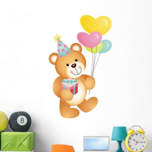 Happy Birthday Teddy Bear Wall Decal