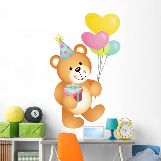 Happy Birthday Teddy Bear Wall Decal
