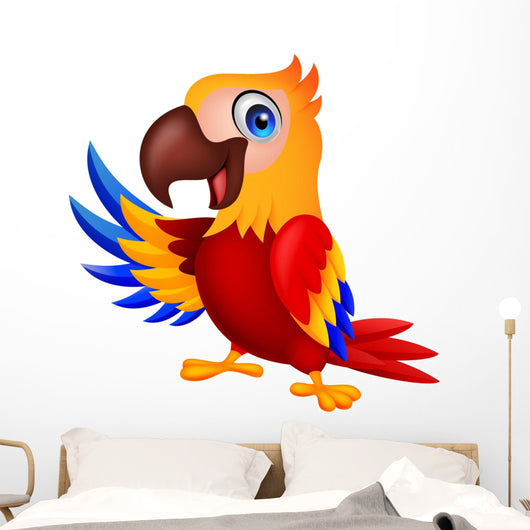 Cute Macaw Bird Waving Wall Decal